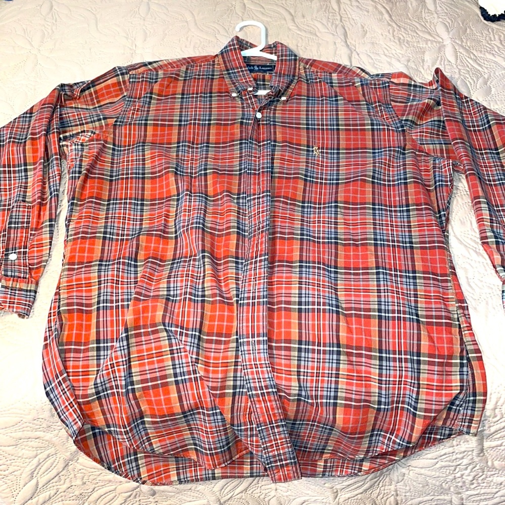 Men’s Polo Plaid Button Down Shirt